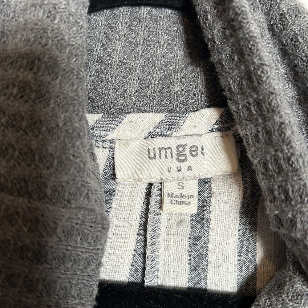 Umgee Peasant Top Waffle Knit Cowl Neck Gray Women's Size Small - Picture 2 of 6